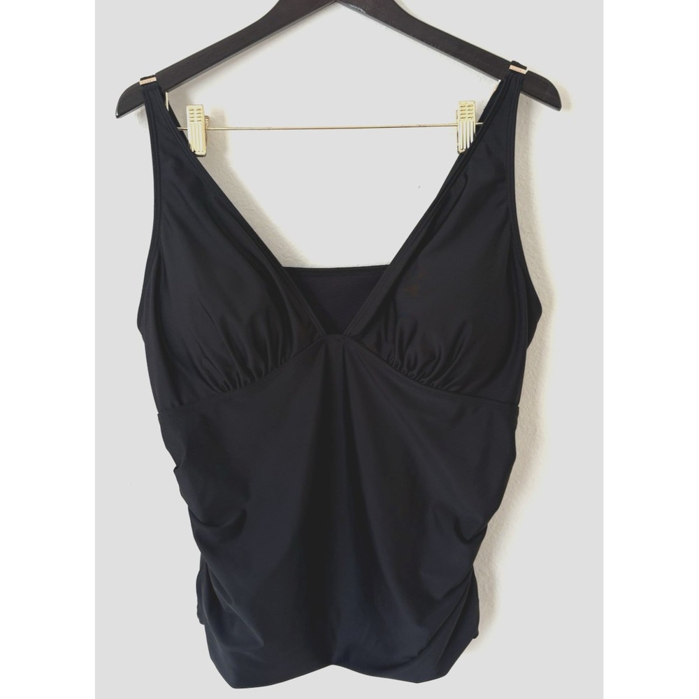 NWT Nicole Miller Classic Black Tankini Swim Top Size‎ 3X Plus Vacation Sculpt
